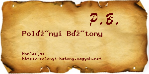 Polónyi Bátony névjegykártya